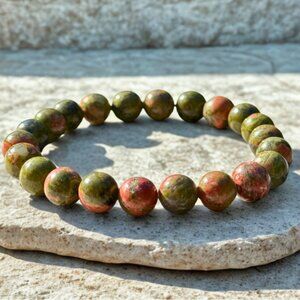 Unakite Gemstone Bracelet 8MM | Handmade Crystal Healing Jewelry
